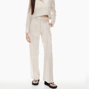 Aritizia Effortless Pant Aritizia Effortless Linen Pants Nude Gray Natural Ecru